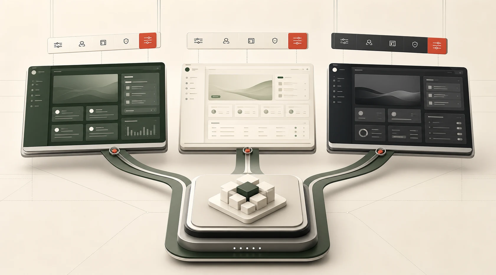 One shared platform core serving three separately configured brand or market experiences