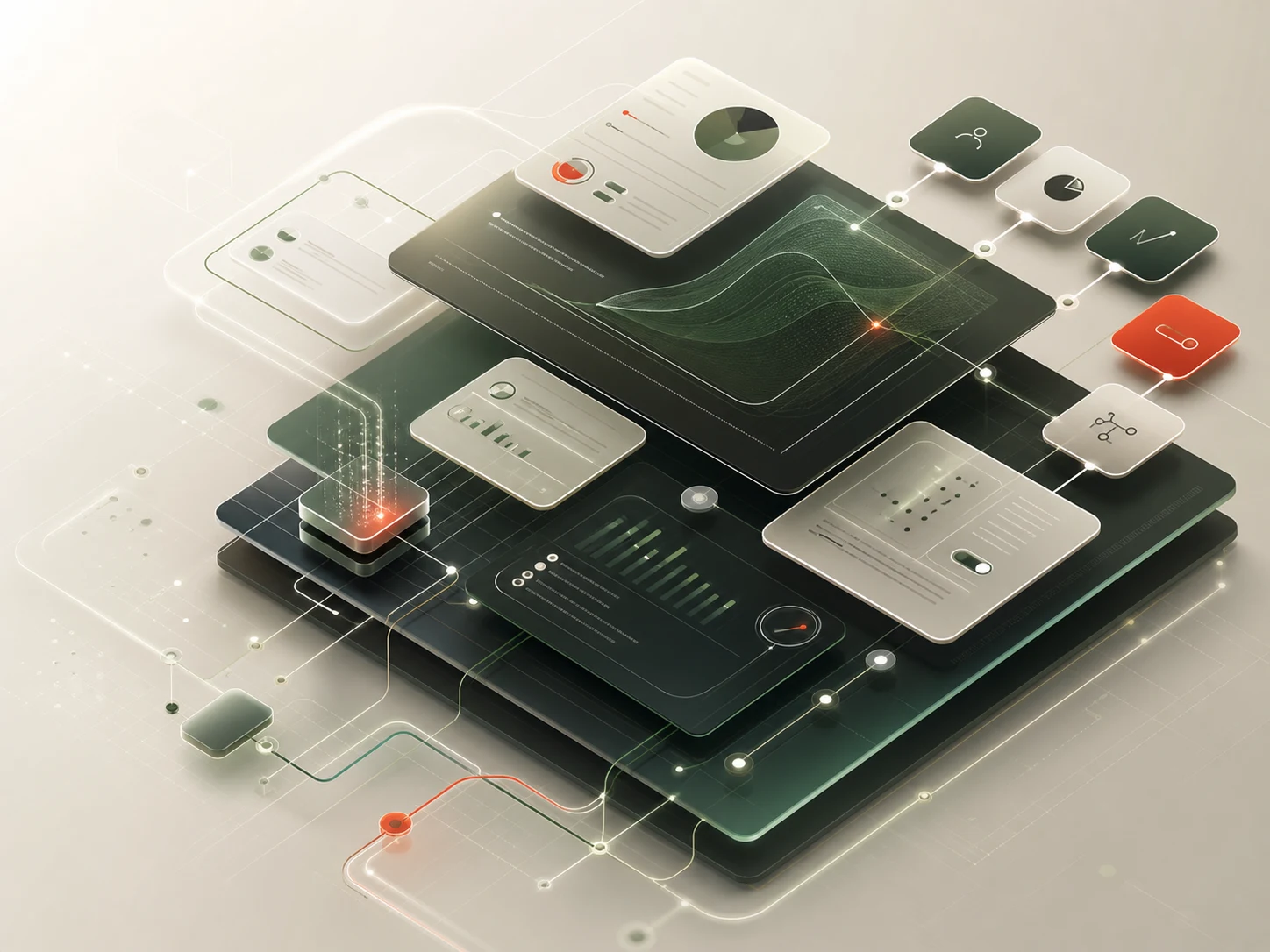 A configurable platform system with connected operating layers